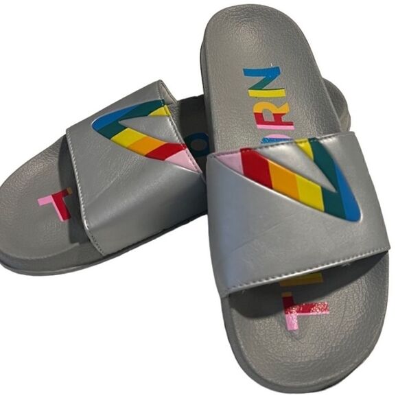 Tretorn Tragrant Multicolor Rainbow Silver Gray Slip On Sandals Slides Size 11 - Picture 4 of 9